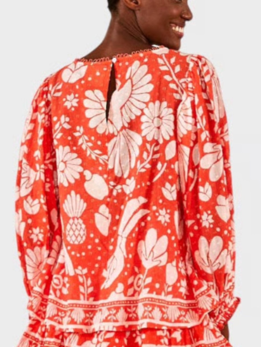FARM RIO | Neon Jungle Embroidered Blouse, Size Medium - Picture 3 of 8